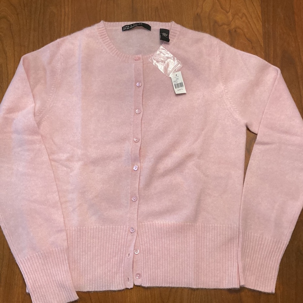 NWT 100% Cashmere Heather Pink Cardigan